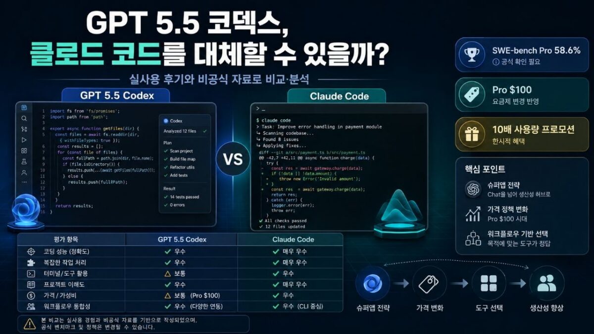 2026년 GPT‑5.5 코덱스, 클로드 코드를 대체할 수 있을까