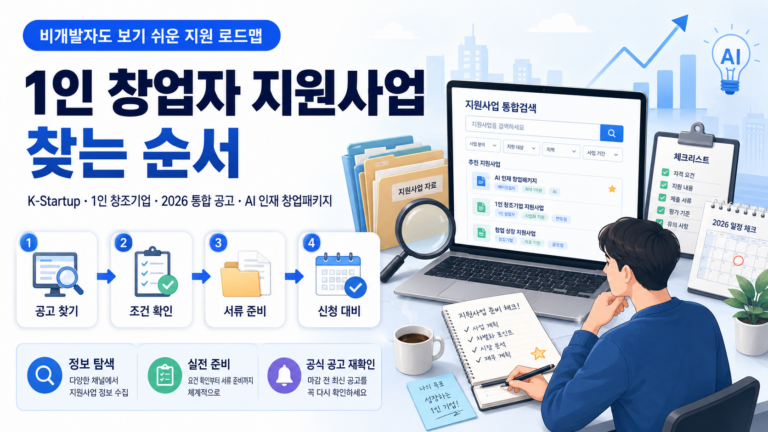 2026년 1인 창업 공공 지원 정보, 찾는 순서 정리