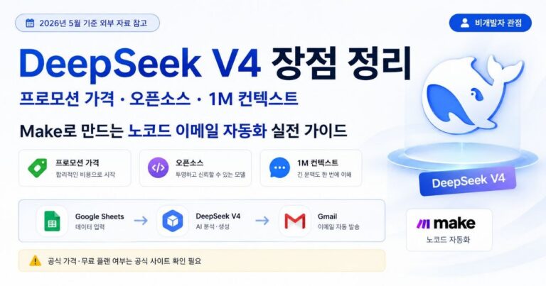 2026년 DeepSeek V4 비용과 노코드 활용법