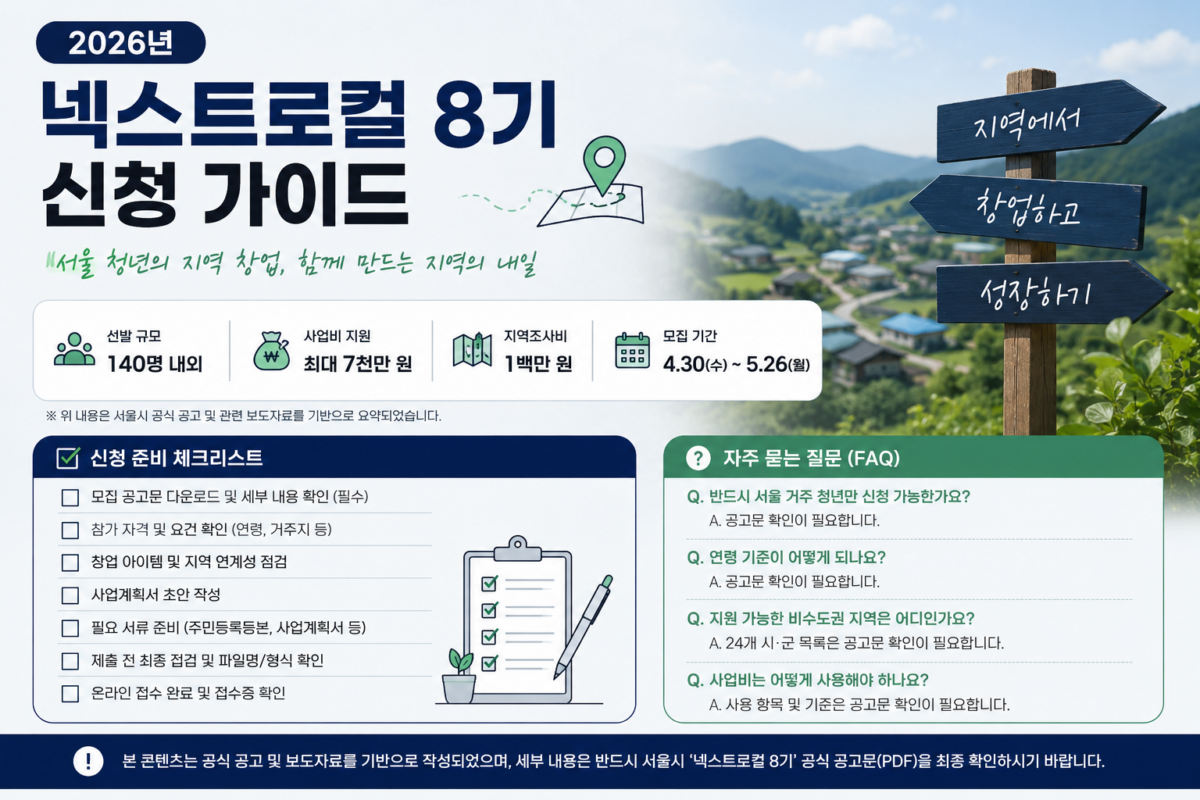 2026년 넥스트로컬 8기 신청 요약과 체크리스트