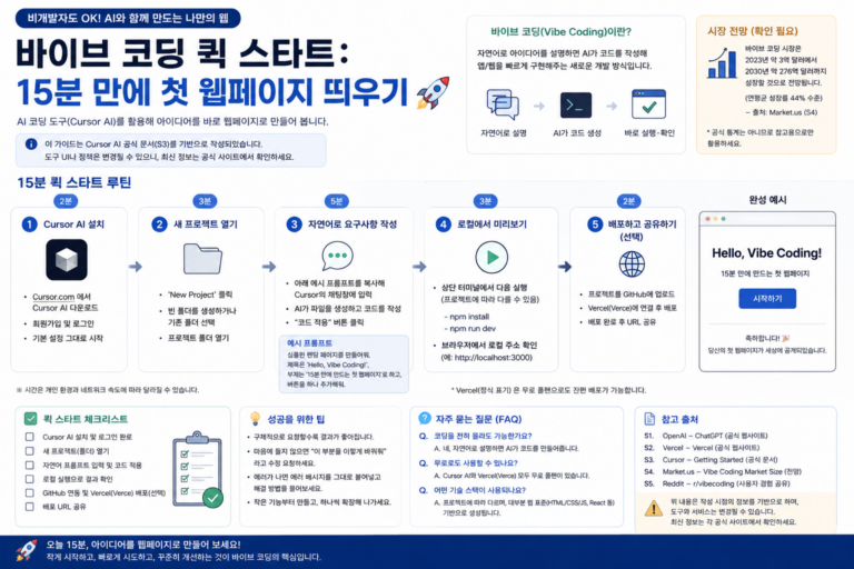 바이브 코딩 퀵 스타트: 15분 만에 첫 웹페이지 띄우기